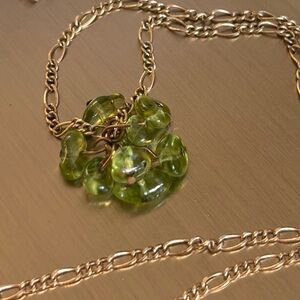 Peridot and Gold tone chain Necklace